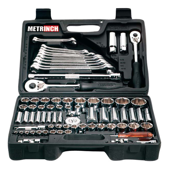 METRINCH MET-0076 Combination set 76pcs Ratchet Box 1/2" 3/8" 1/4" Wrench Socket