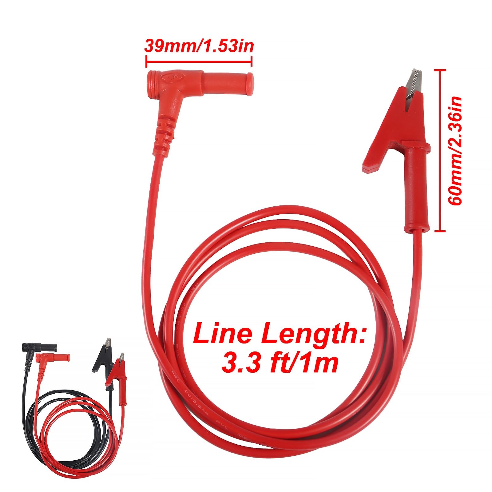 DIANN 2pcs Multimeter Test Leads Banana Plug Right Angle to Alligator Clips Soft