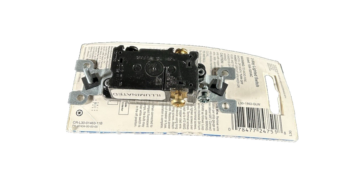 🔥2 units ~ Leviton 1463-GLW 3-Way AC Quiet Toggle Switch w/ Lighted Toggle🔥