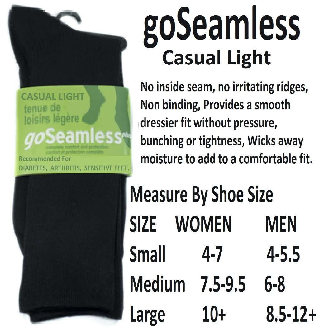 GoSeamless Casual Light Socks Black Small