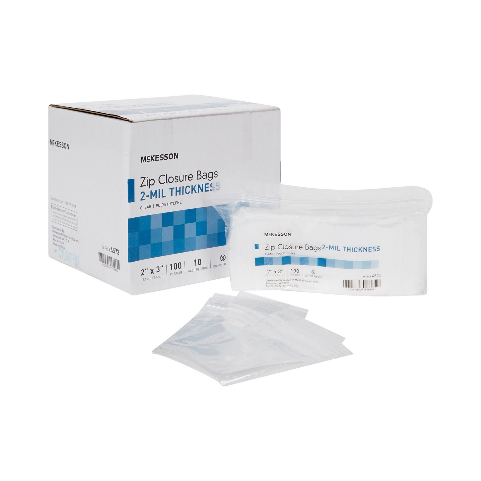 McKesson Zipper Closure Reclosable Bag 2 x 3" 2 mil Polyethylene  4573 1000 Ct