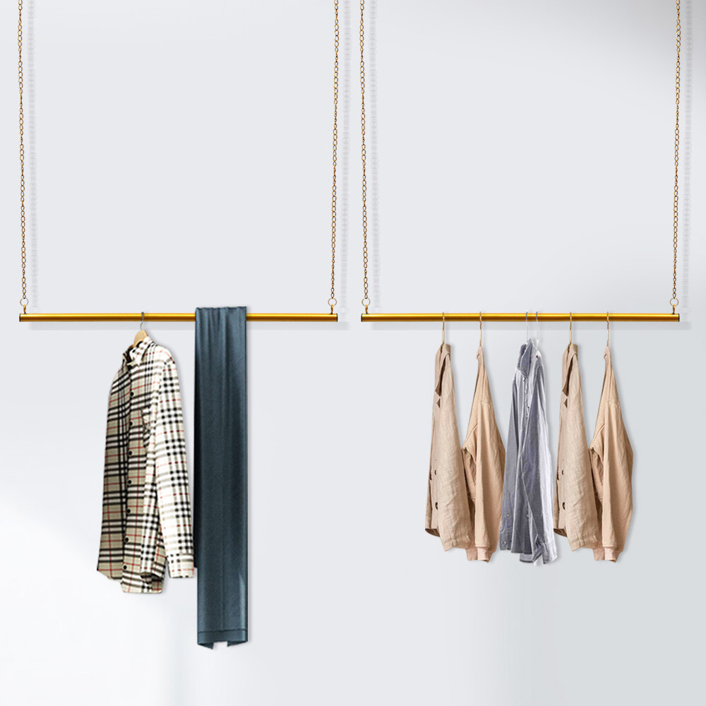 1 Pair Women Dress Display Racks With Adjustable 180cm Chain, And Hanging Rods