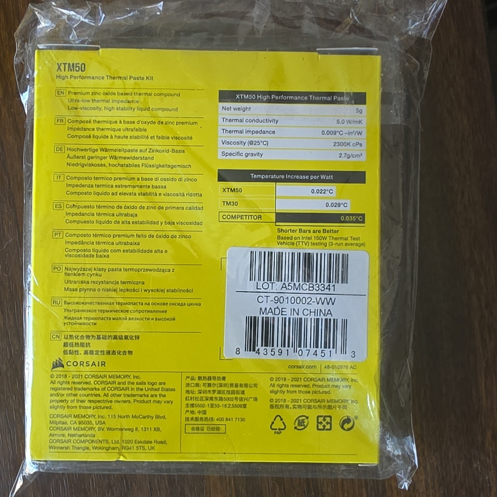 Corsair XTM50 High Performance Thermal Compound Paste | 5 Grams | W/Applicator