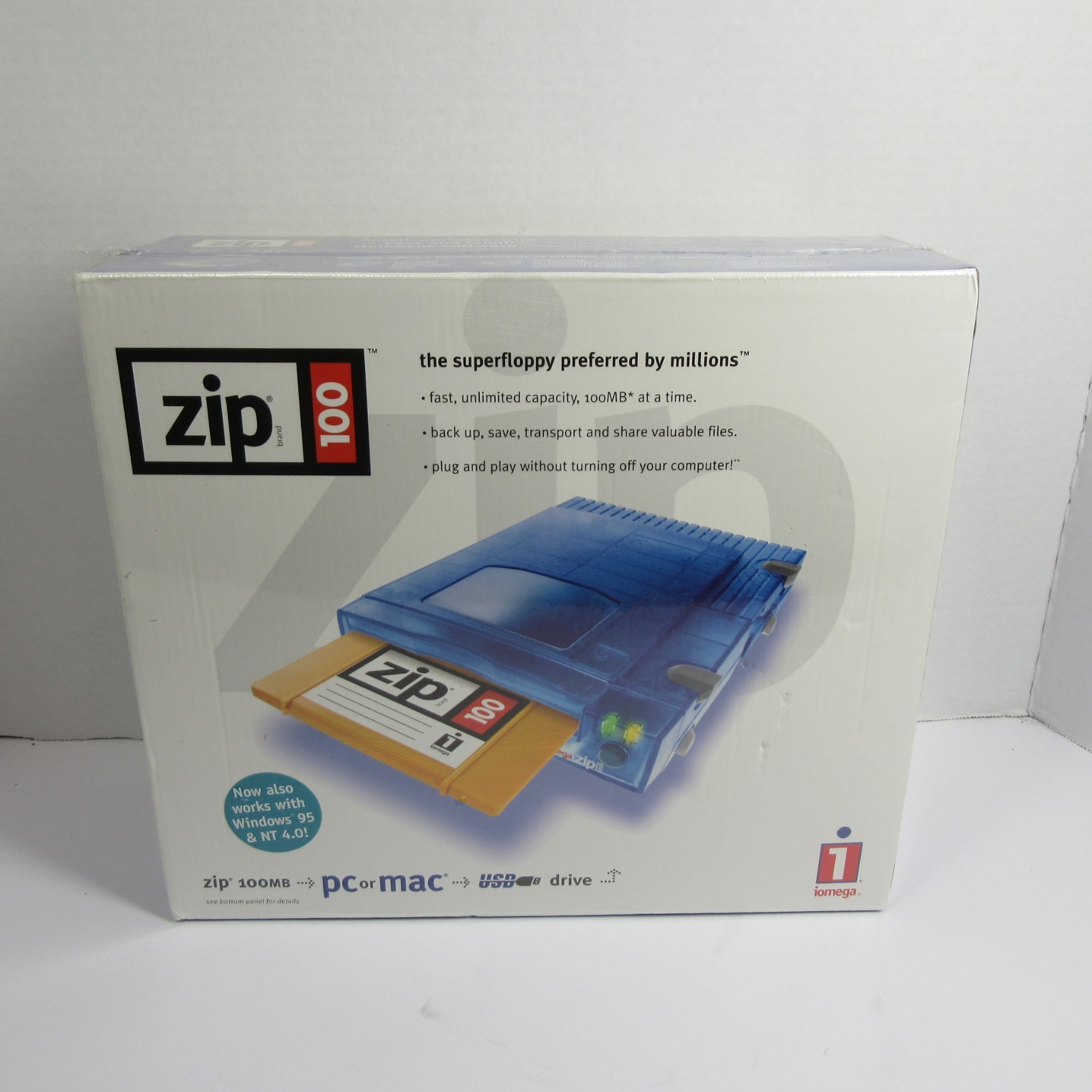 Iomega Zip 100 Portable USB Drive, MAC & PC New Factory Sealed Rare