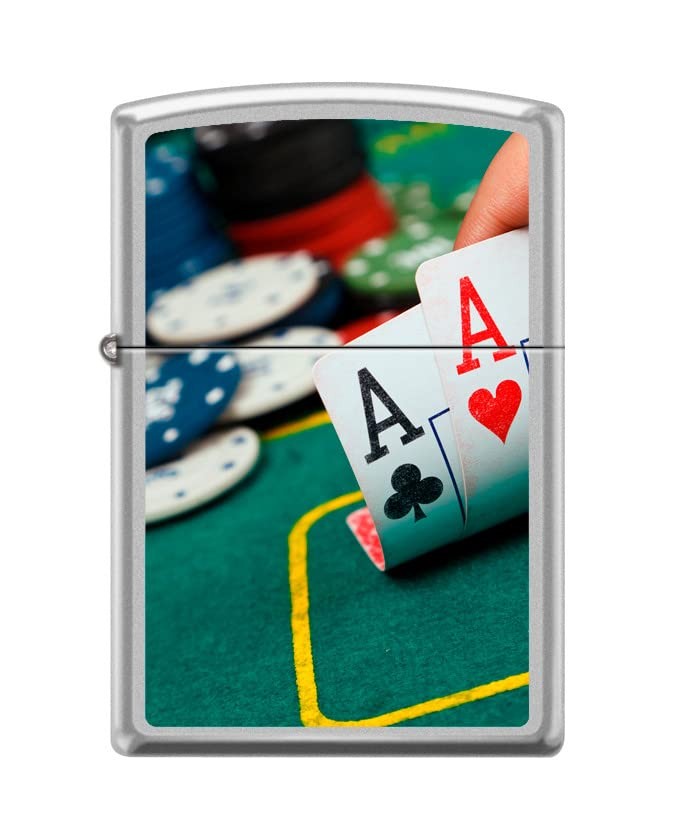 Zippo Lighter-Aces Satin Chrome Windproof Lighter #Z5410