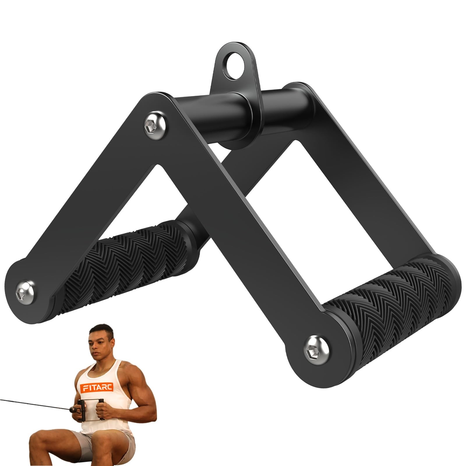 Double D Row Handle Cable Attachment NonSlip V Bar Lat Pull Down Home Gym