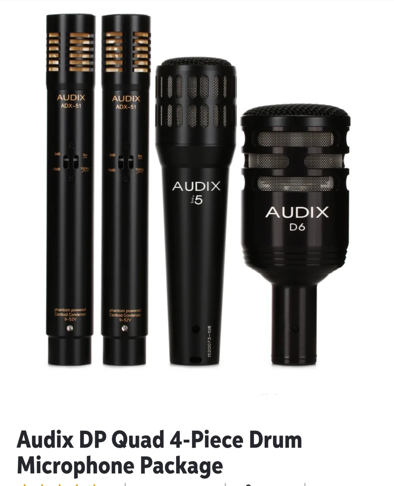 Audix ADX51 Cardioid Condenser Microphone Pair 1 Audix i5 And One Audix  D6 Bass