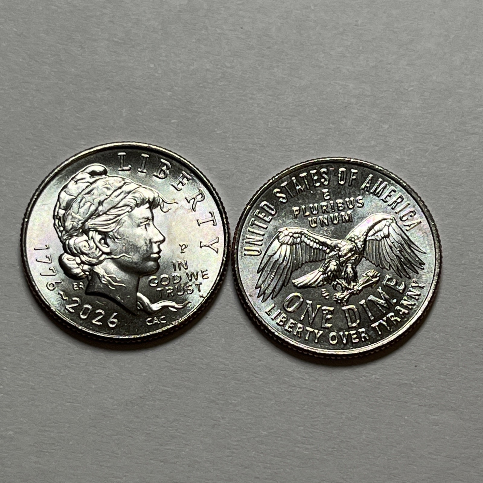 1776 - 2026 Emerging Liberty Dime P&D Set (2 Coins) Dual Date Semiquincentennial
