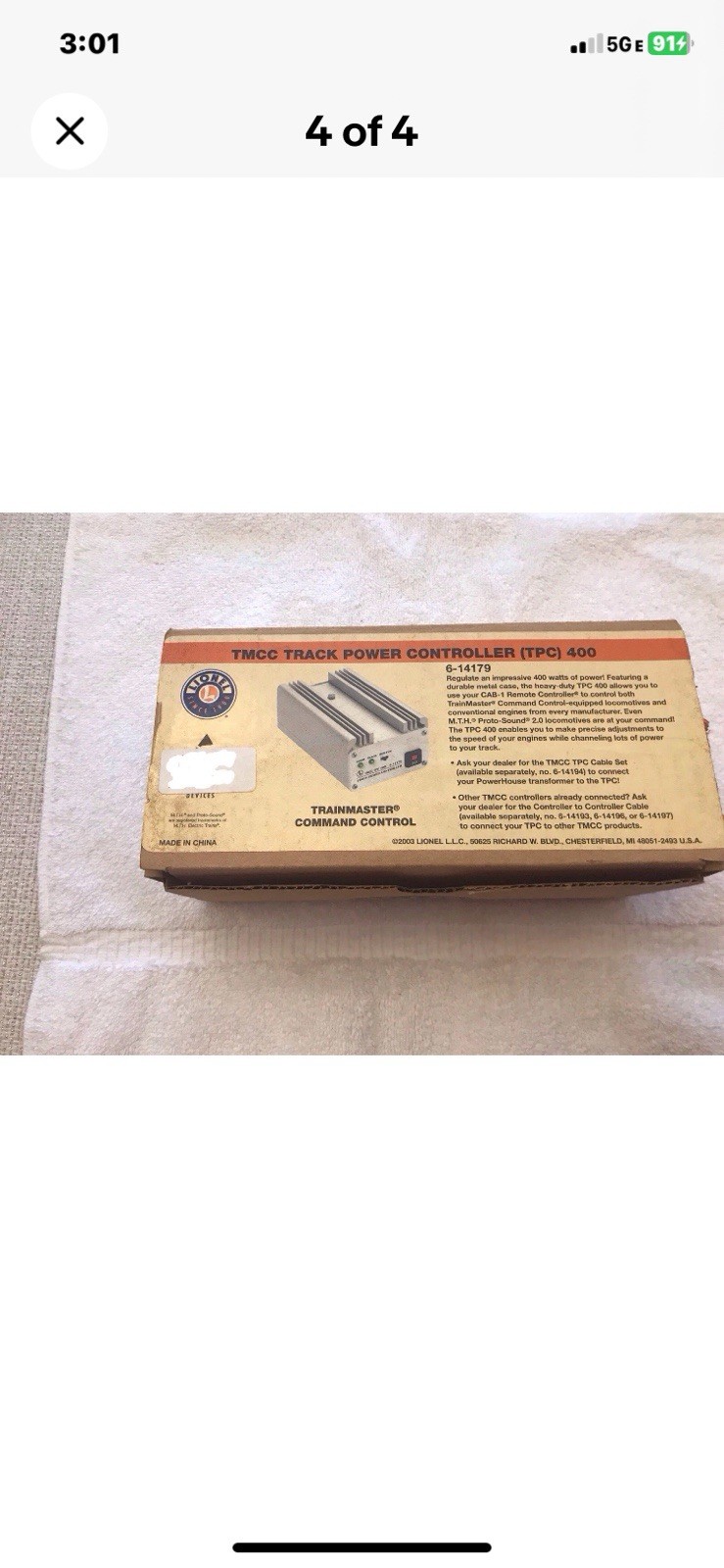 Lionel Trains Trainmaster Command Set Cab-1 Remote & Command Base Item 6-12969 B