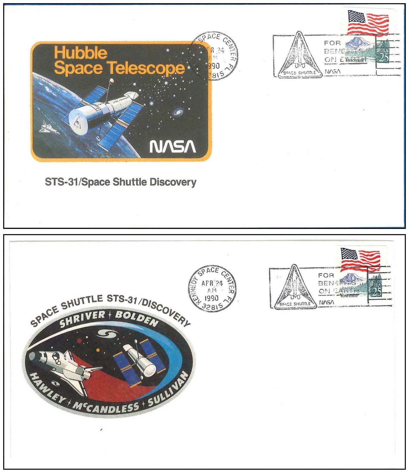 Postal Cover NASA Hubble Space Telescope Space Shuttle Discovery STS-31 4/24/90