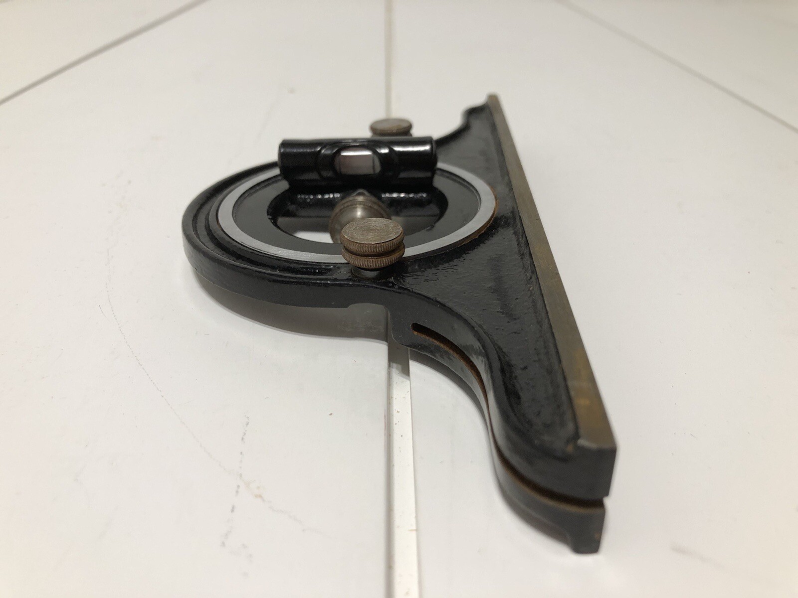 Vintage Starrett #490 Protractor Head With Bubble Level
