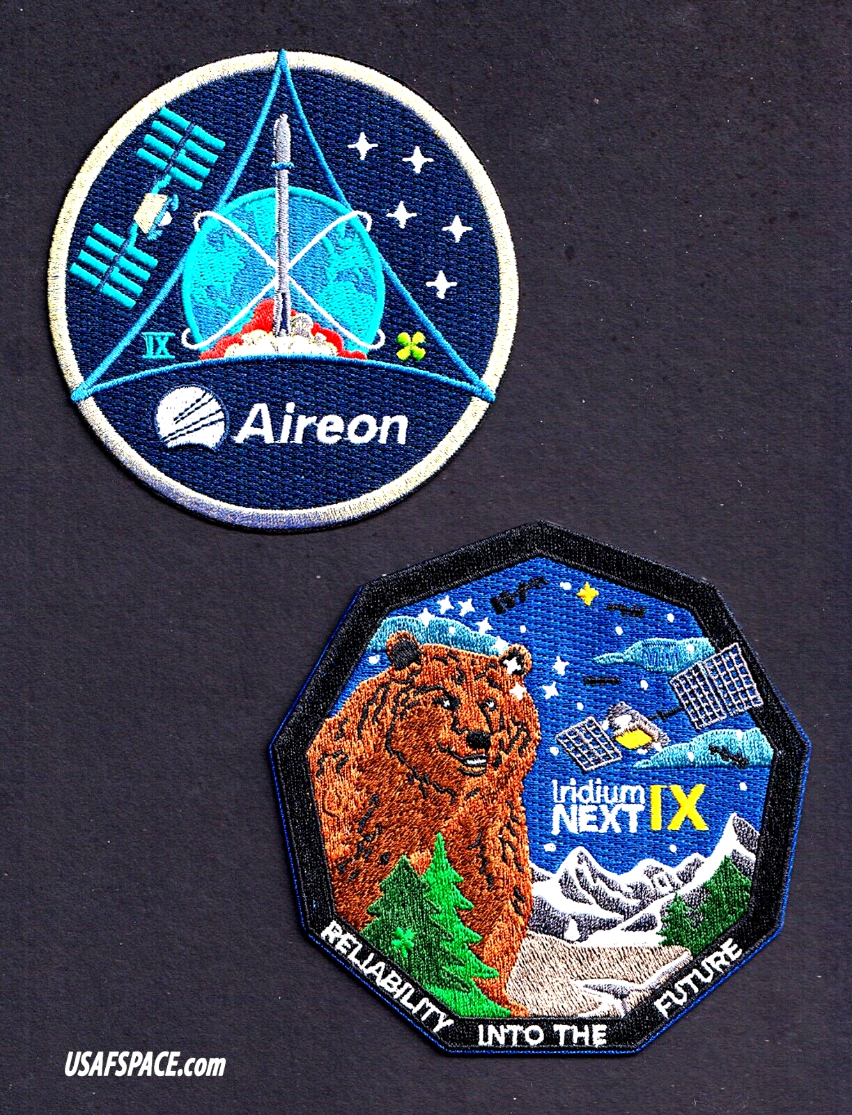 Authentic Aireon Flight 9-Iridium NEXT-9-SPACEX Falcon-9 Launch-USSF-PATCH SET