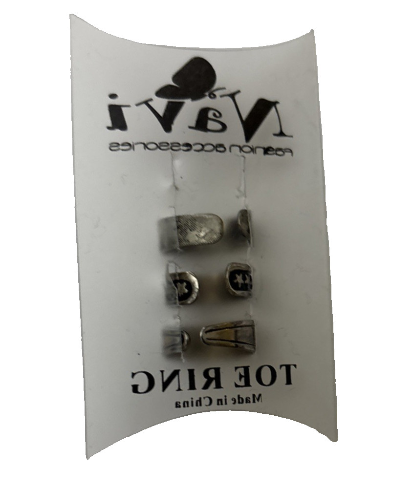 Toe Ring Set Of Three Star Designs Adjustable Silver Tone Celestial Cosmic Stars