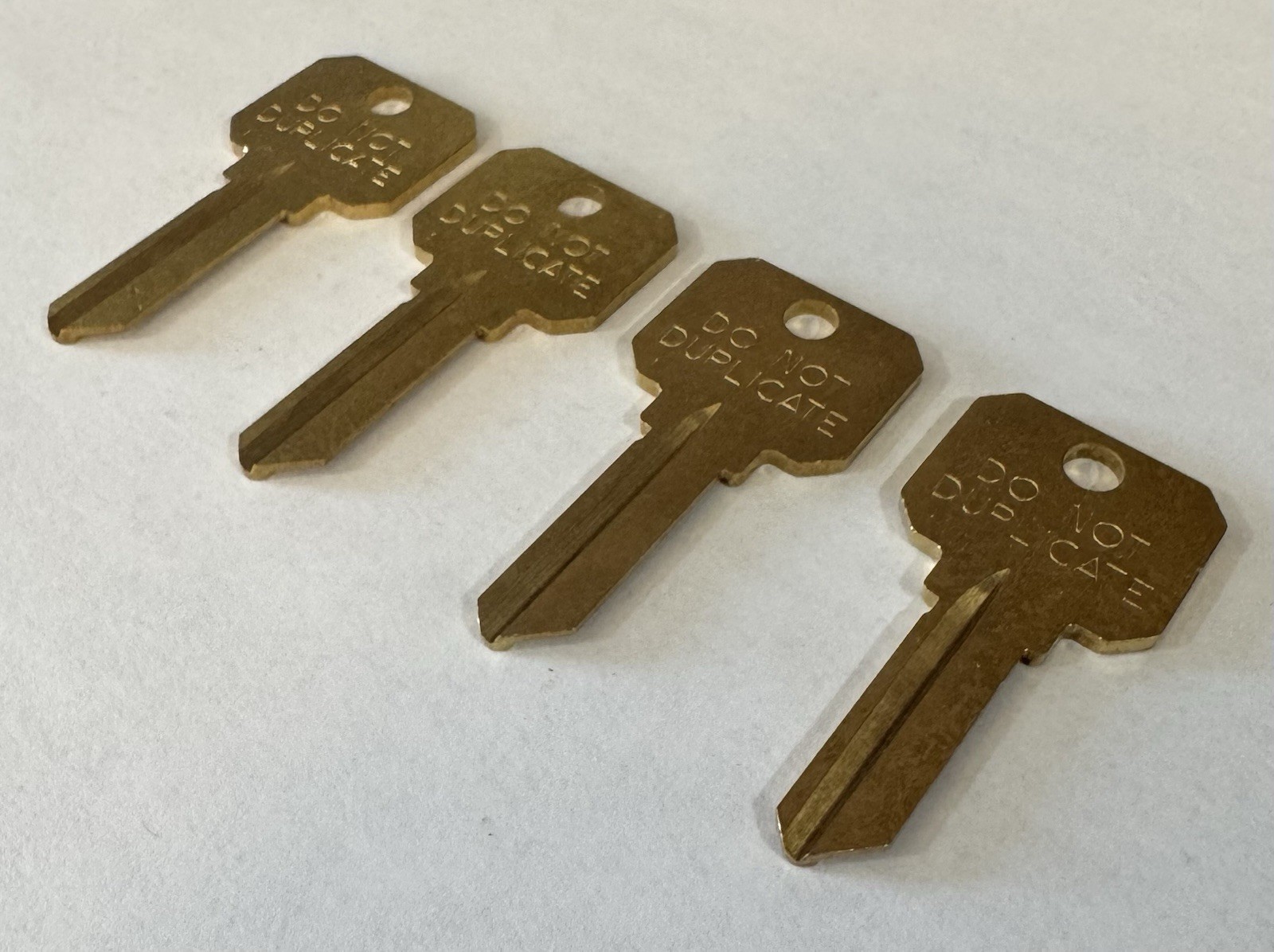 Solid Brass Do Not Duplicate Key Blanks lot of 4 Residential & Commercial