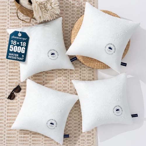 18x18 Outdoor Pillow Inserts - Pack of Waterproof Outdoor Throw 18x18 Inch 4