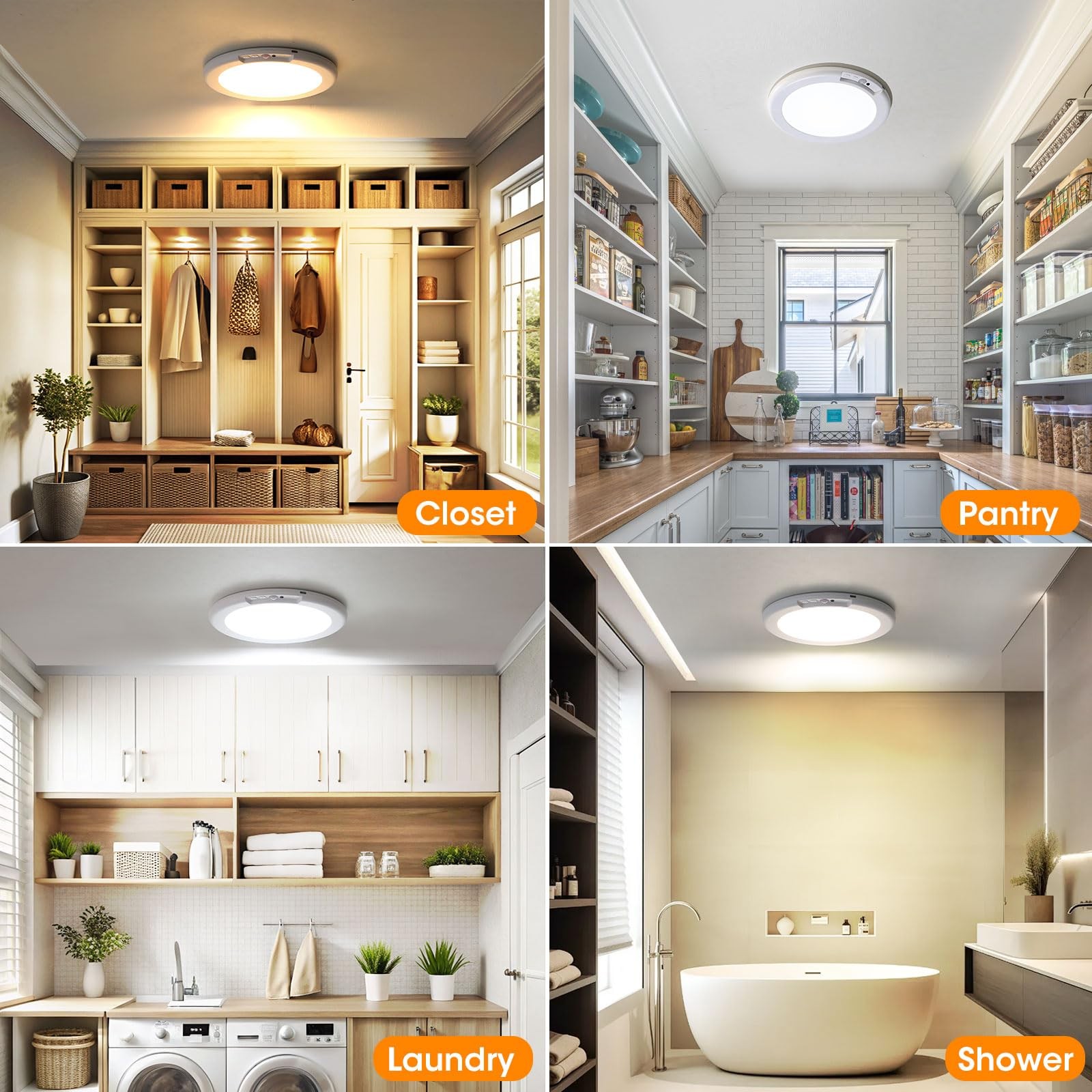 Gotopceed Rechargeable Motion Sensor Ceiling Light with Remote - Magnetic Wir...