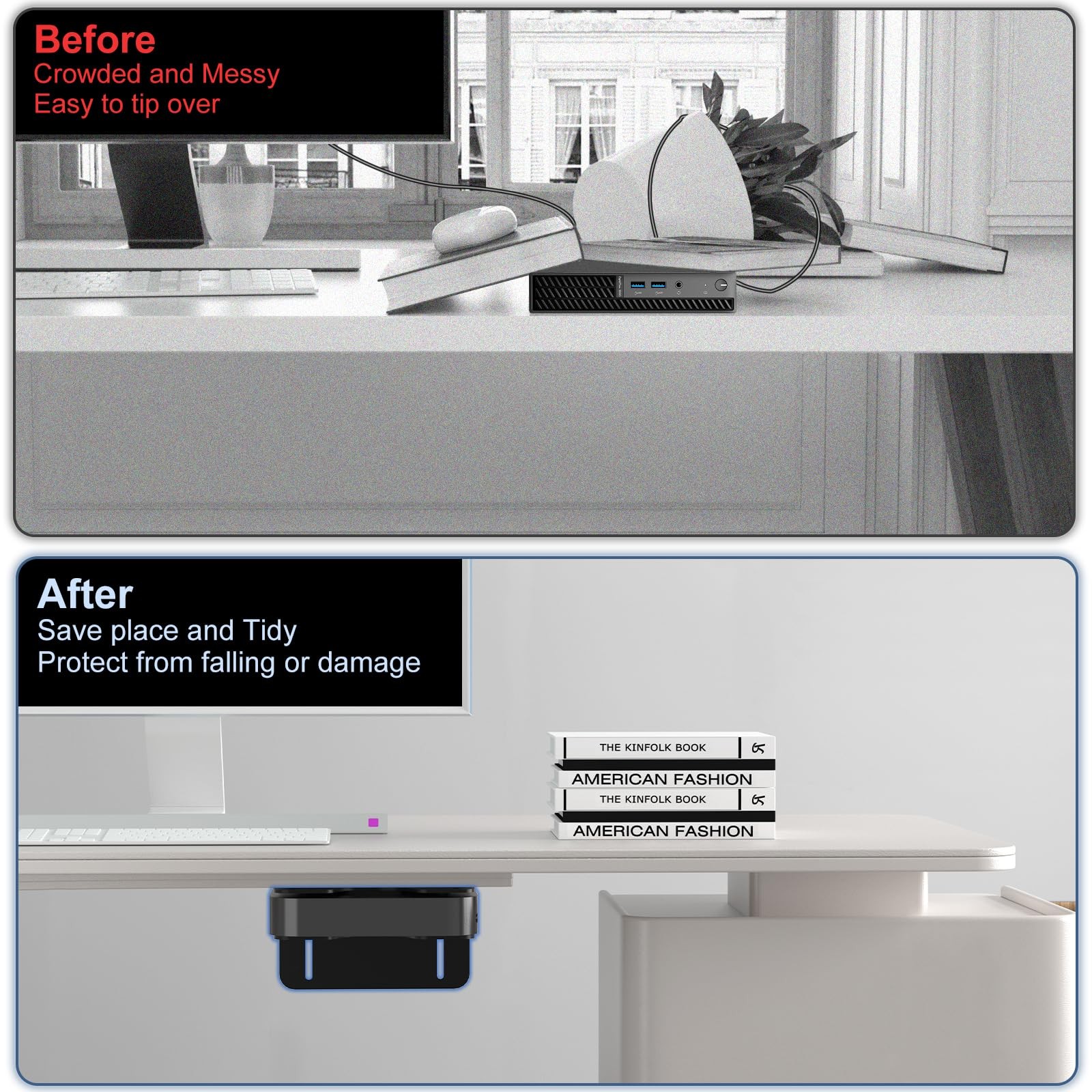 Adjustable Thin Client Mini PC Mount Bracket, Mini PC Vesa Mount, Under Desk ...