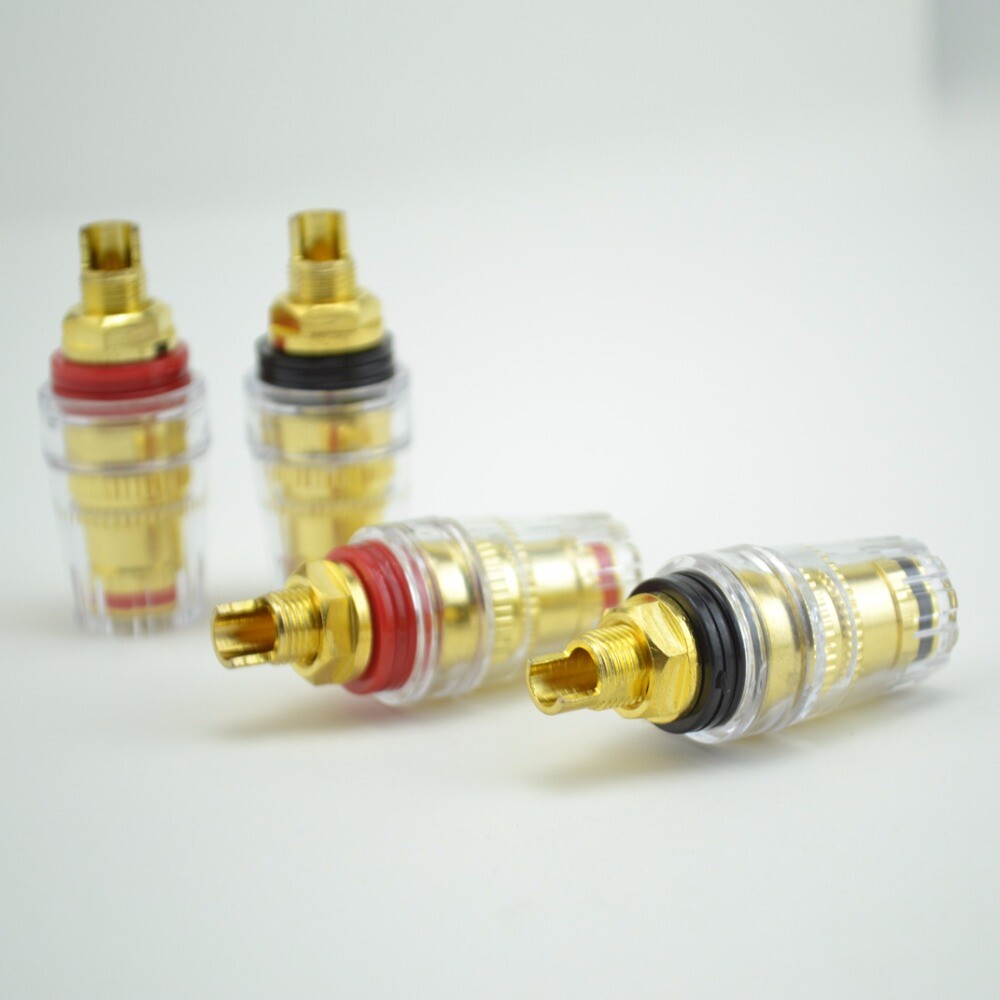4PCS Audio Speaker Binding Post Short Thread Terminal Banana Plug Gold Plated