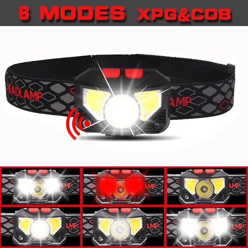 1x Headlamp COB LED Rechargeable Headlight Torch Work Light Bar Head Band USB