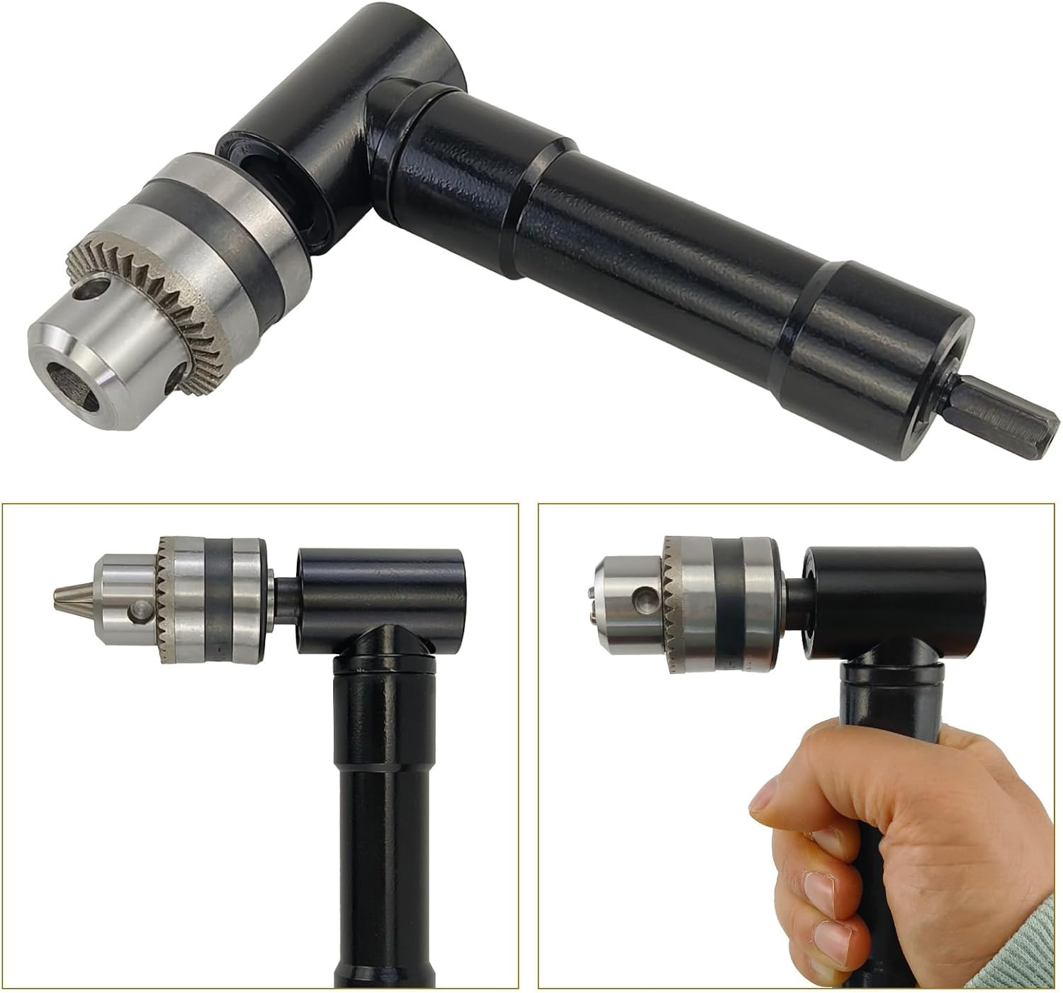 Right Angle Attachment 90 Degree Cordless Right Angle Drill Adapter with 3/8" Ke