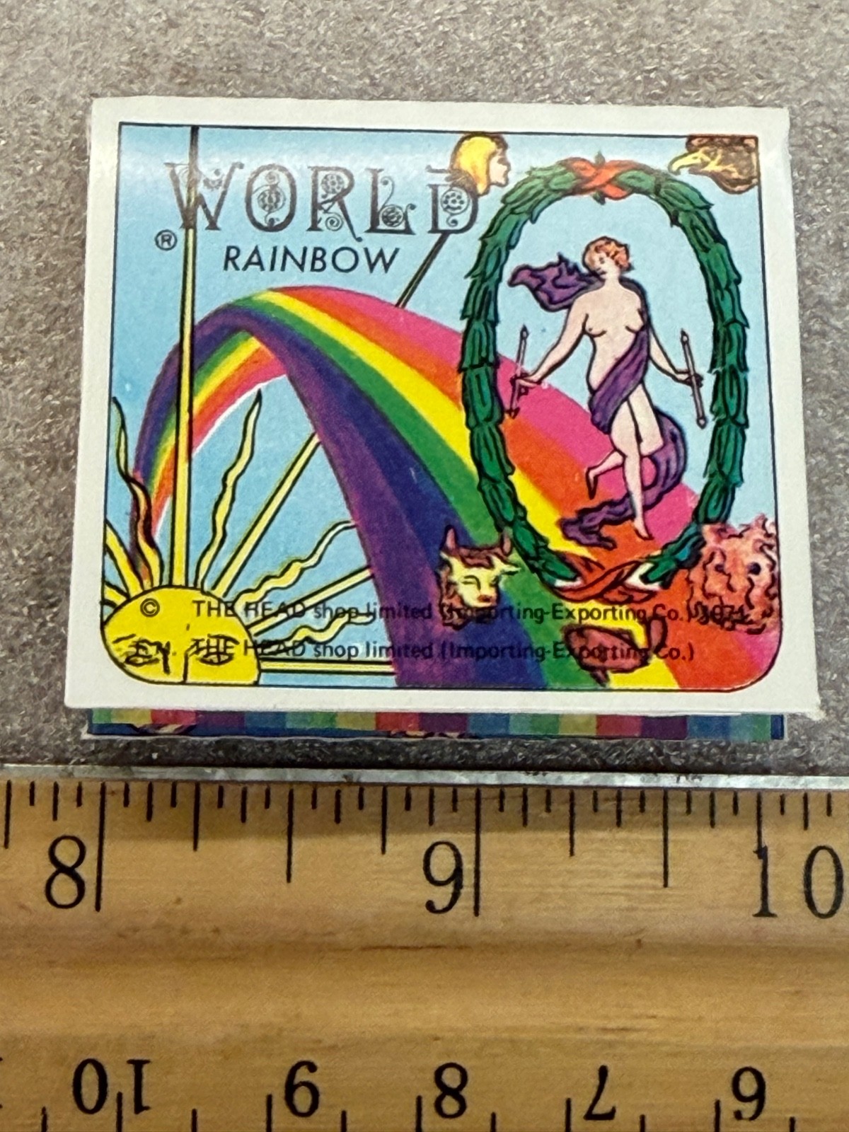 Vintage PKG 1971 World Rainbow 2" x 1.75" Printed Rolling Paper Head Shop Spain