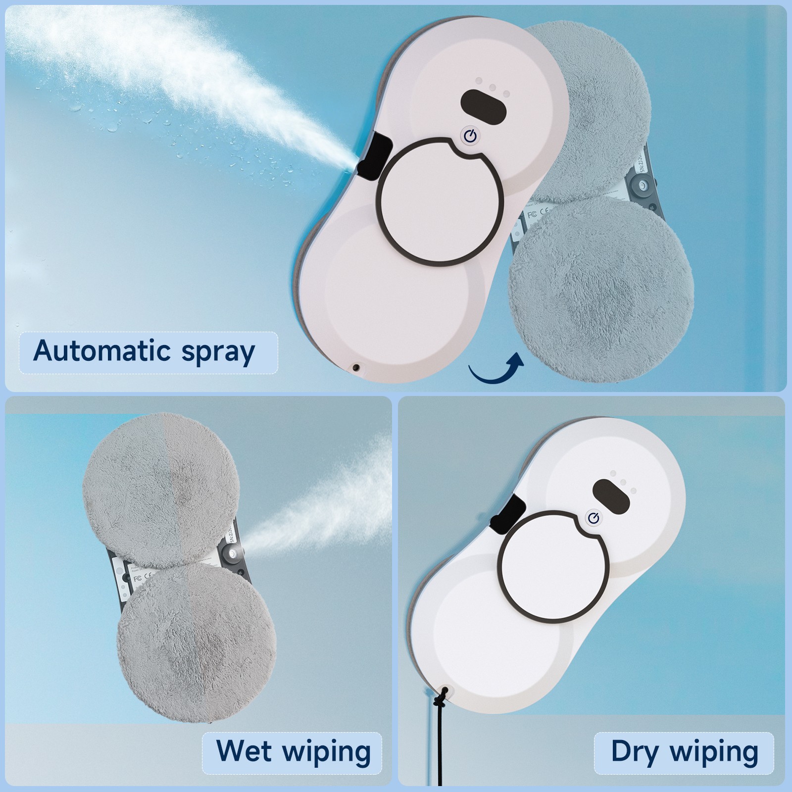 Auto Window Cleaner Robot, AI Path, 5600PA Suction, Single-sided Spray
