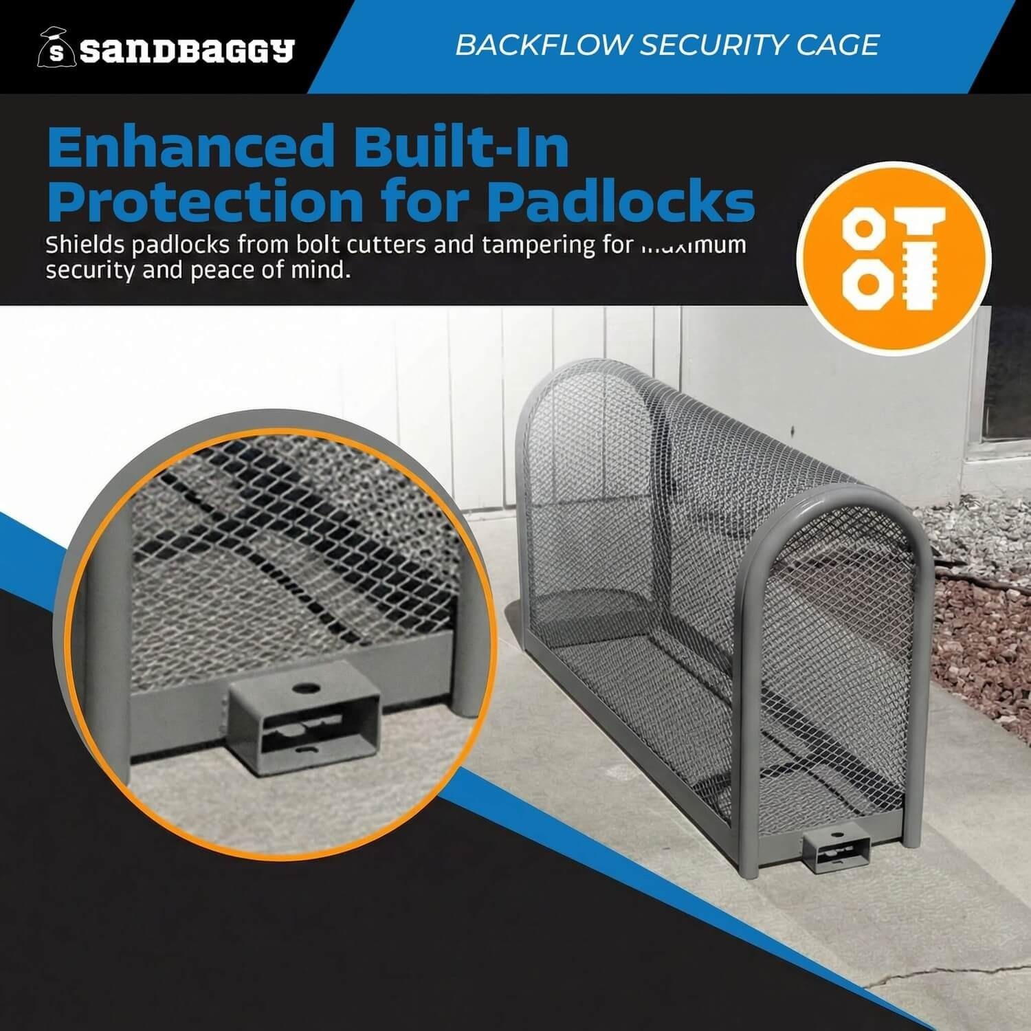 Backflow Security Cage – Backflow Preventer Enclosure (Gray, Large) - Sandbaggy