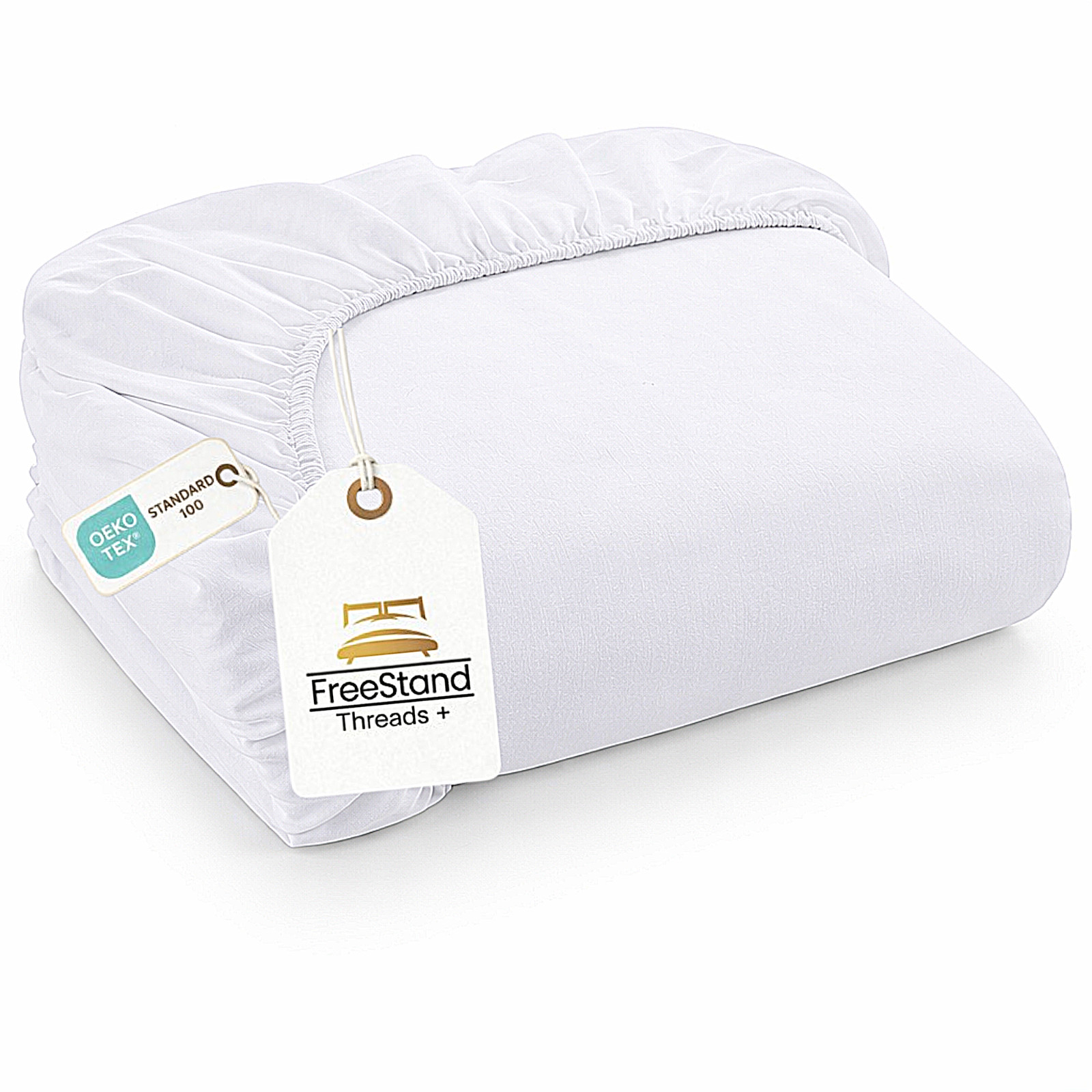 Threads+ Queen Fitted Sheet – 100 GSM, 80 x 78, Soft Microfiber, (1 Pack White)