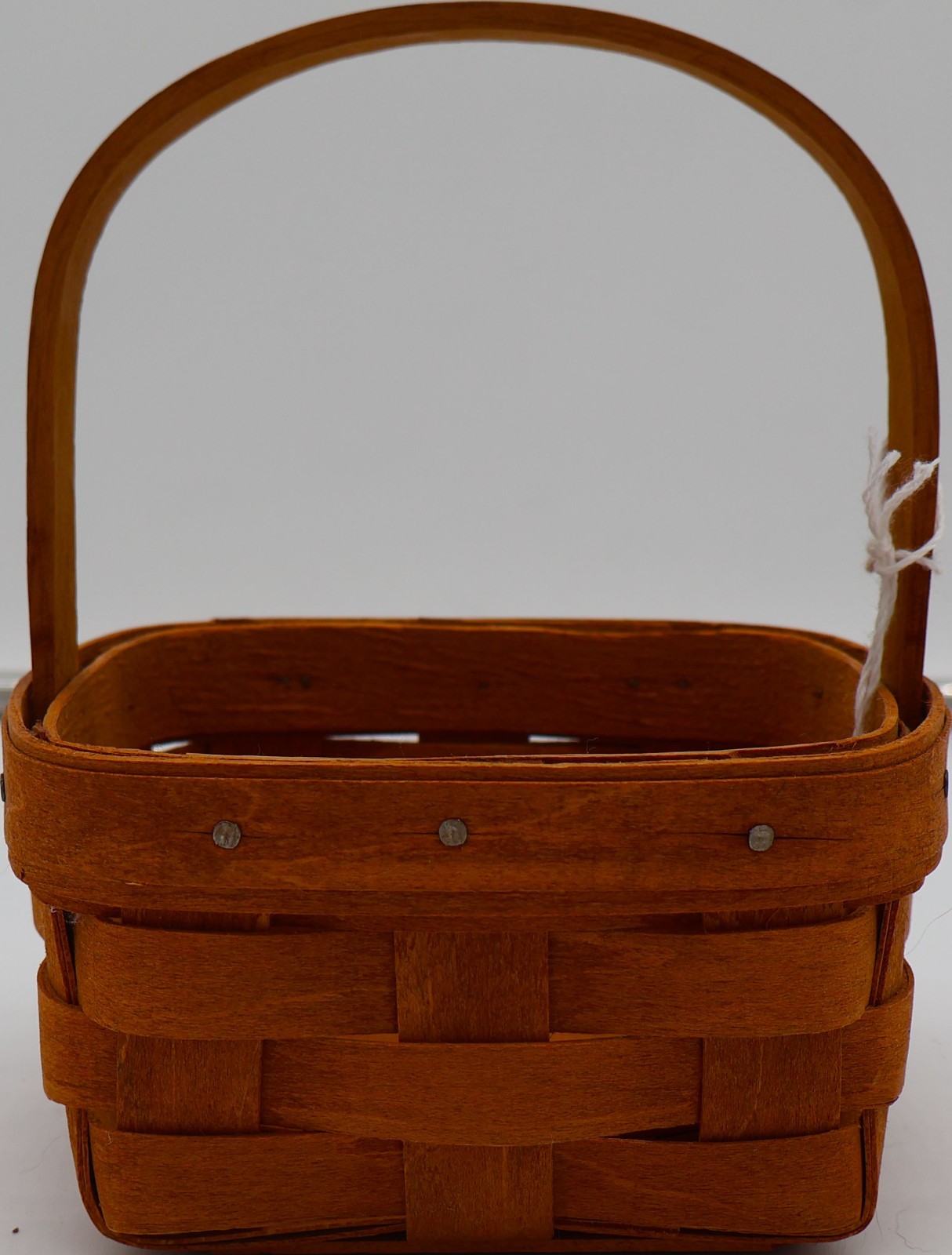 Longaberger Small Square Basket with Fixed Handle – Handwoven Maple Wood