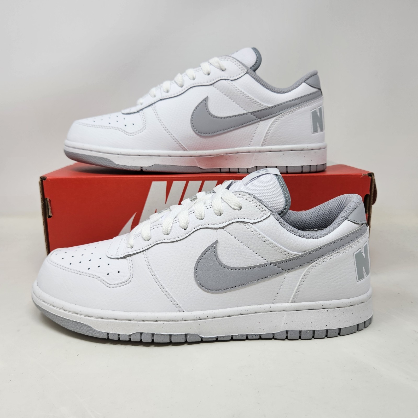 Nike Big Low 'White Wolf Grey' Casual Leather Shoes / 355152 106 / Men's Size 13