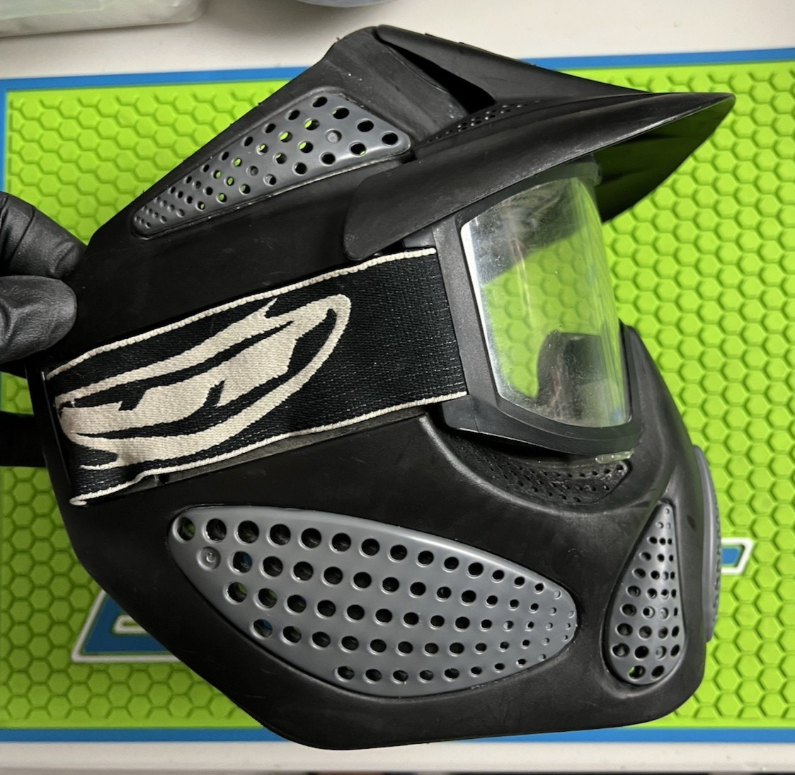 JT NVADER PAINTBALL MASK + VISOR - BLACK / GREY + THINNER FRAME - VINTAGE OG