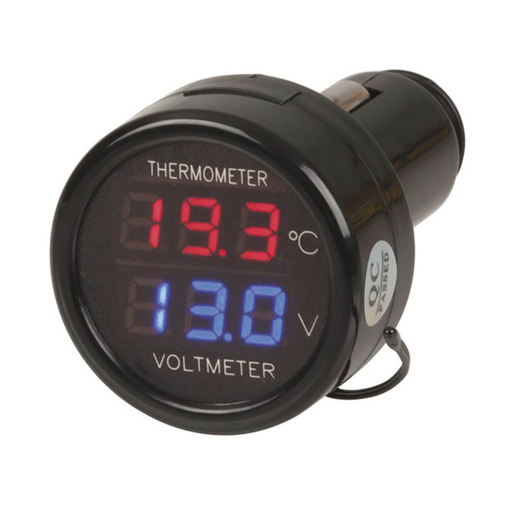Plug and Play Easy to Use In-car Battery Monitor and Temperature Display