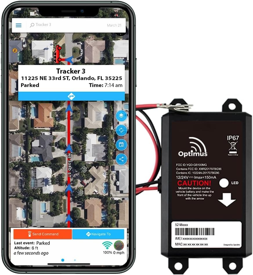 Optimus Wired GPS Tracker for Vehicles - Easy Installation on Car's Battery - Lo