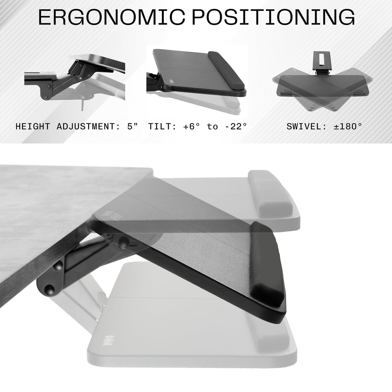 Adjustable Computer Keyboard & Mouse Platform Tray Ergonomic Under Table Desk...
