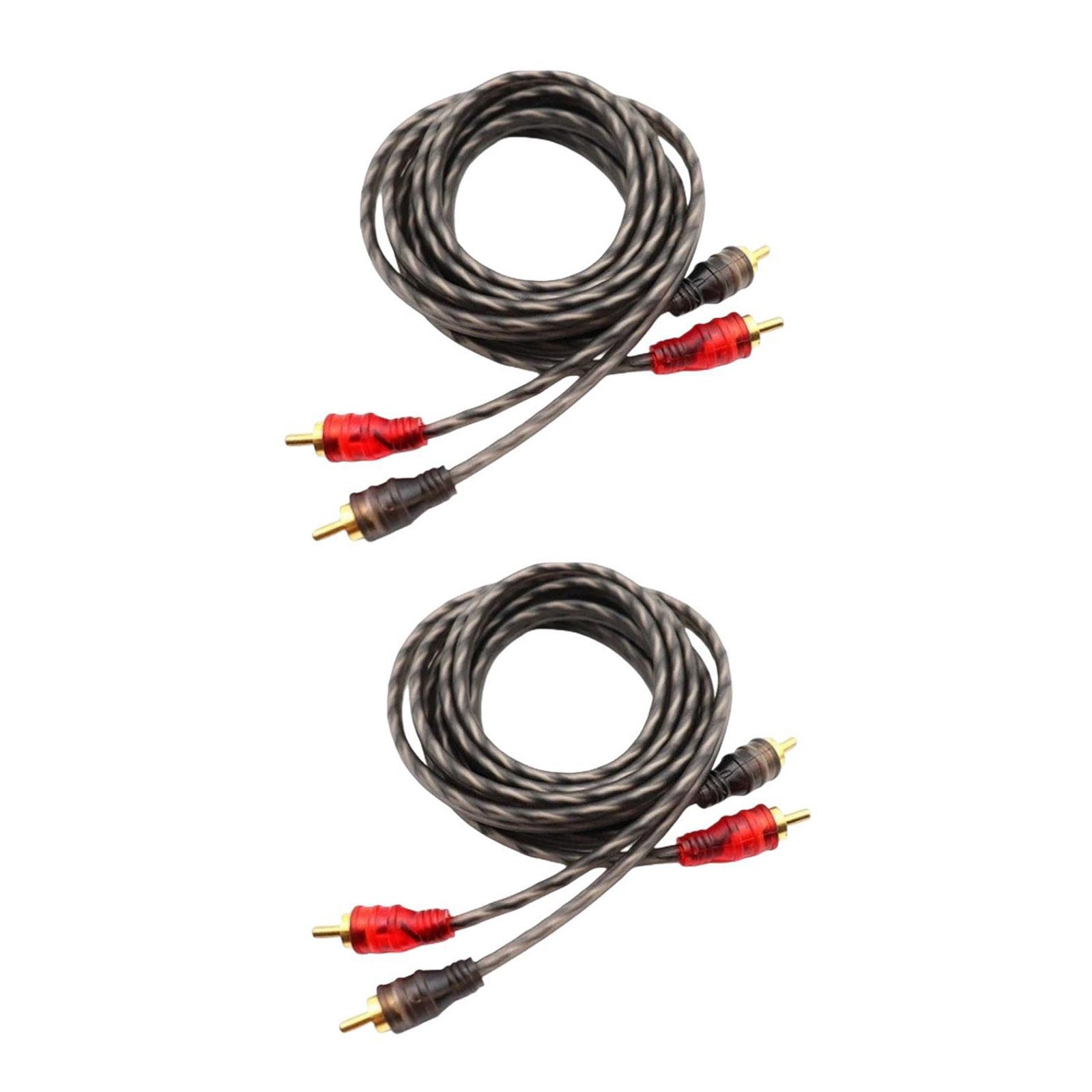Professional 2PCS RCA Cables 2 Channel Twisted 4Ft Shielded Interconnect Wire