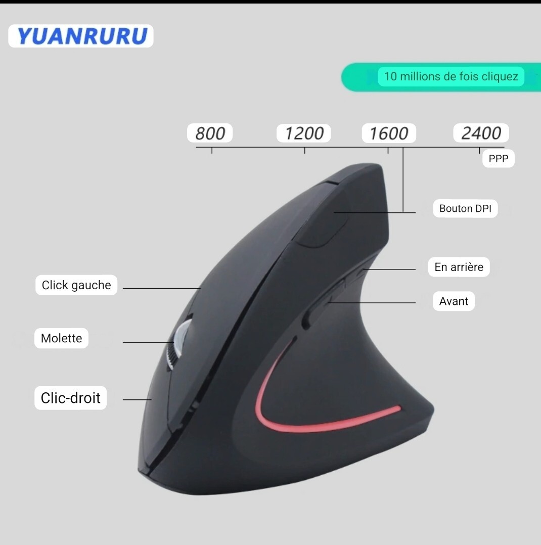 Wireless Ergonomic Optical Mouse Battery Bluetooth 800/1200/1600DPI