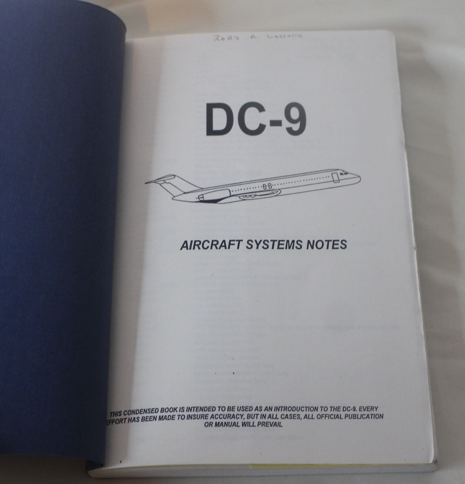 DC-9 Aircraft System Notes Manual Booklet Airplane PB