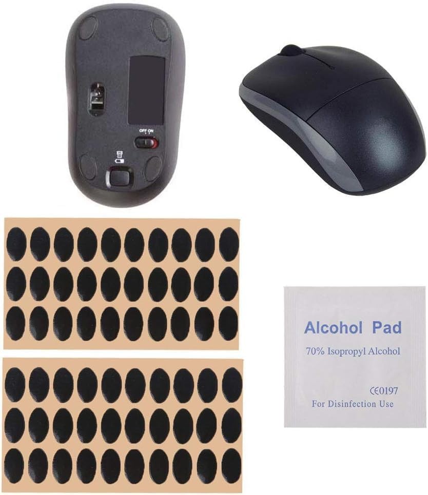 Cauaoa 60 Pcs Black Mouse Feet Sticker Skates Pads Replacement for