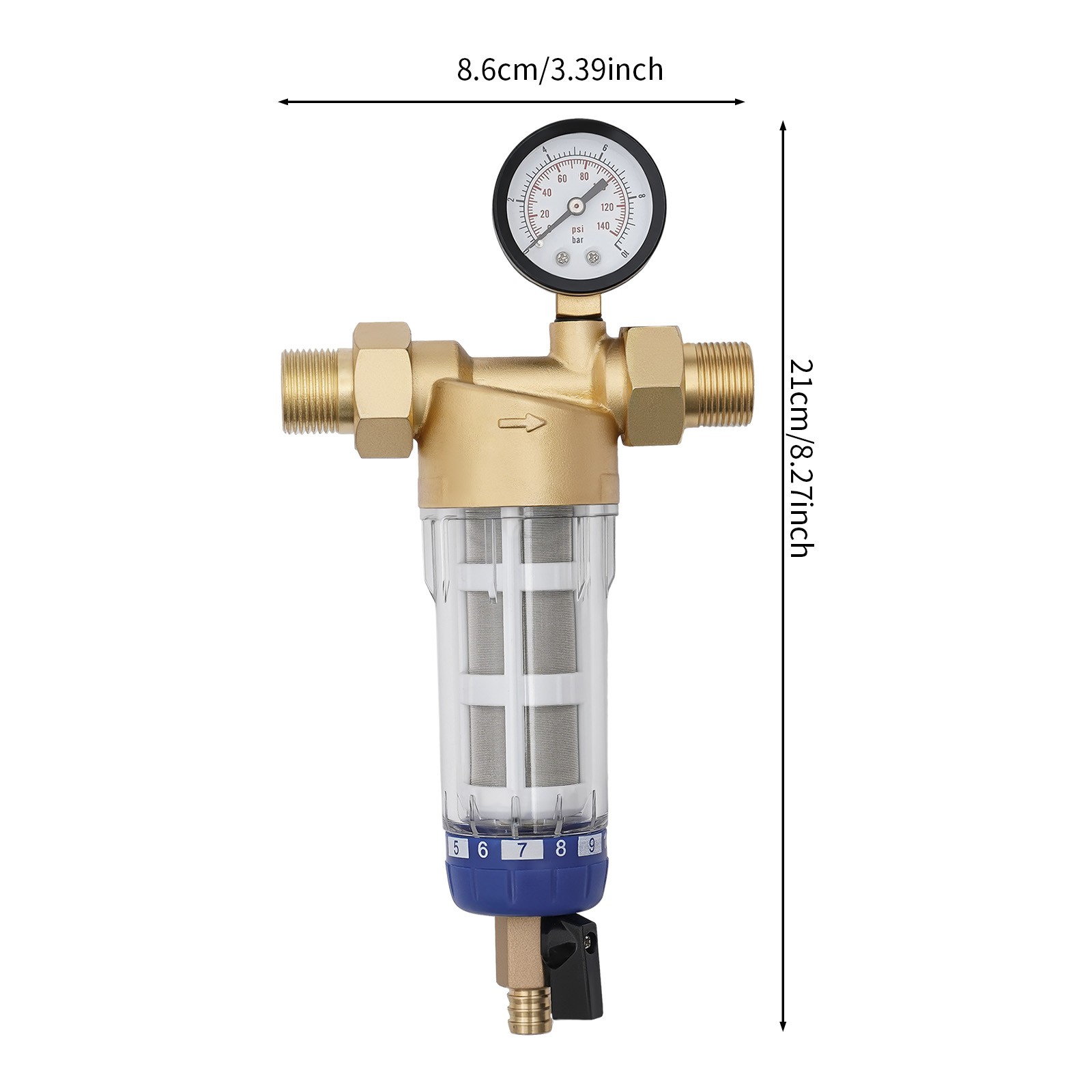 Reusable Spin Down Whole House Sediment Water Filter System 40 Micron 3/4" FNPT