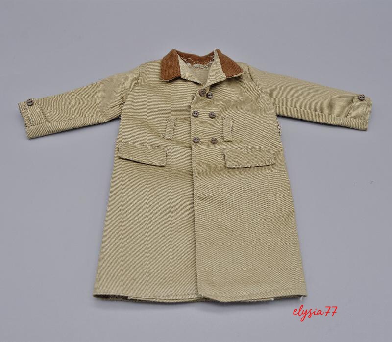 Custom 1/6 Scale WWII  Army Trench Coat Fits for 12" Action Figure Model