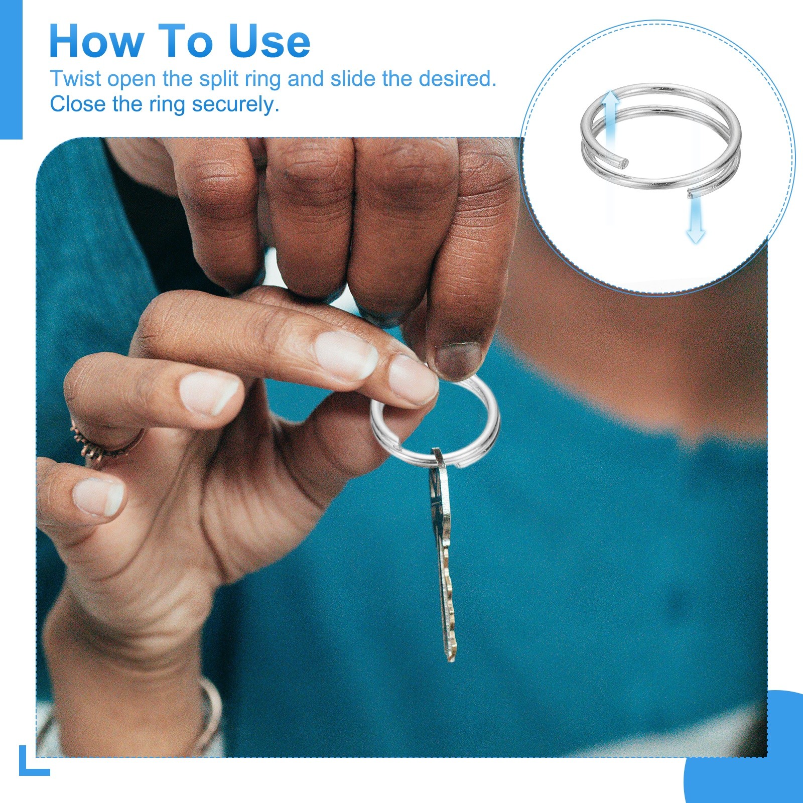 Round Split Ring, 100 Pcs 10 mm Small Split Ring with Double Loop, Silver