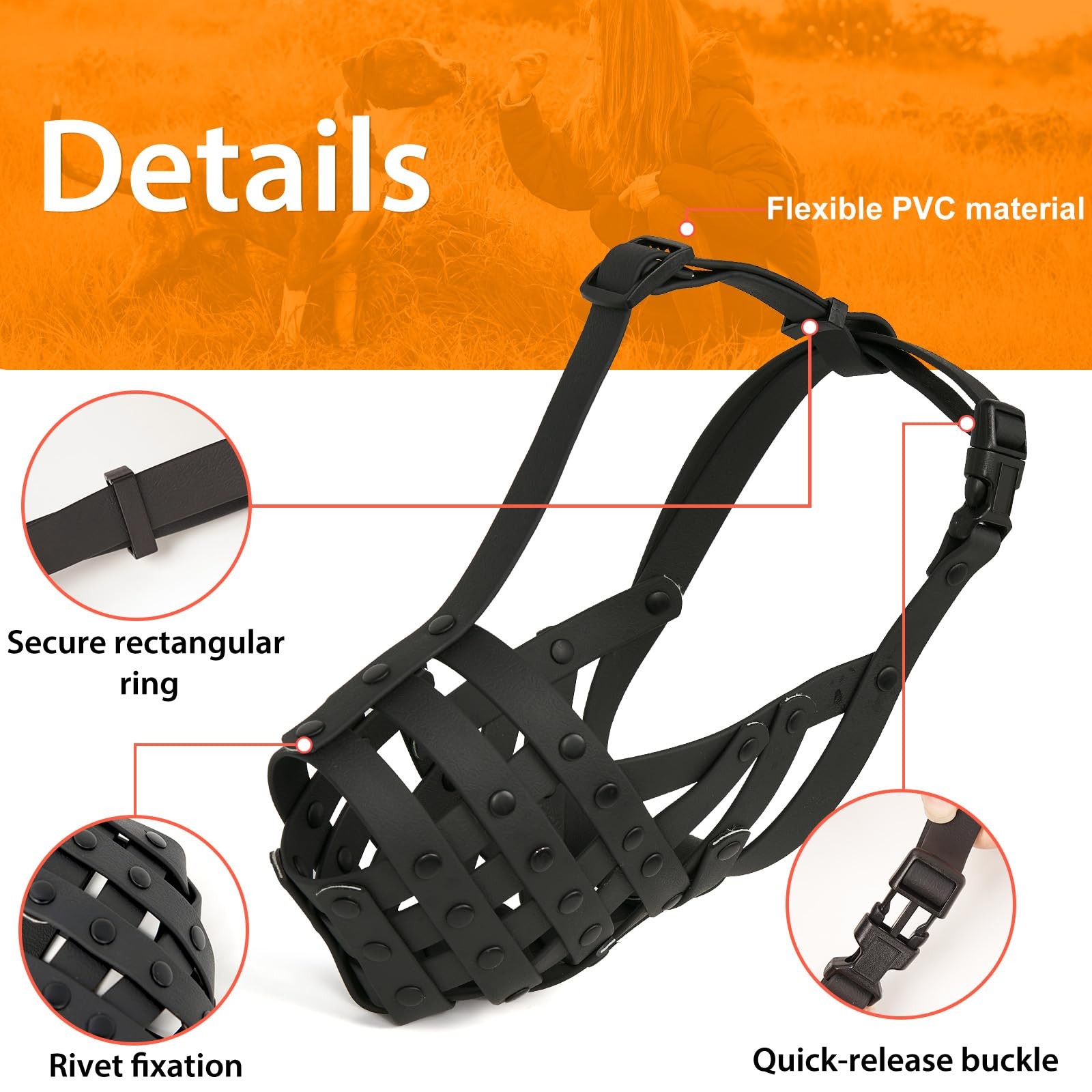 Pitbull Muzzle for Large Medium Sized Dogs to Prevent Biting Scavenging, Bask...