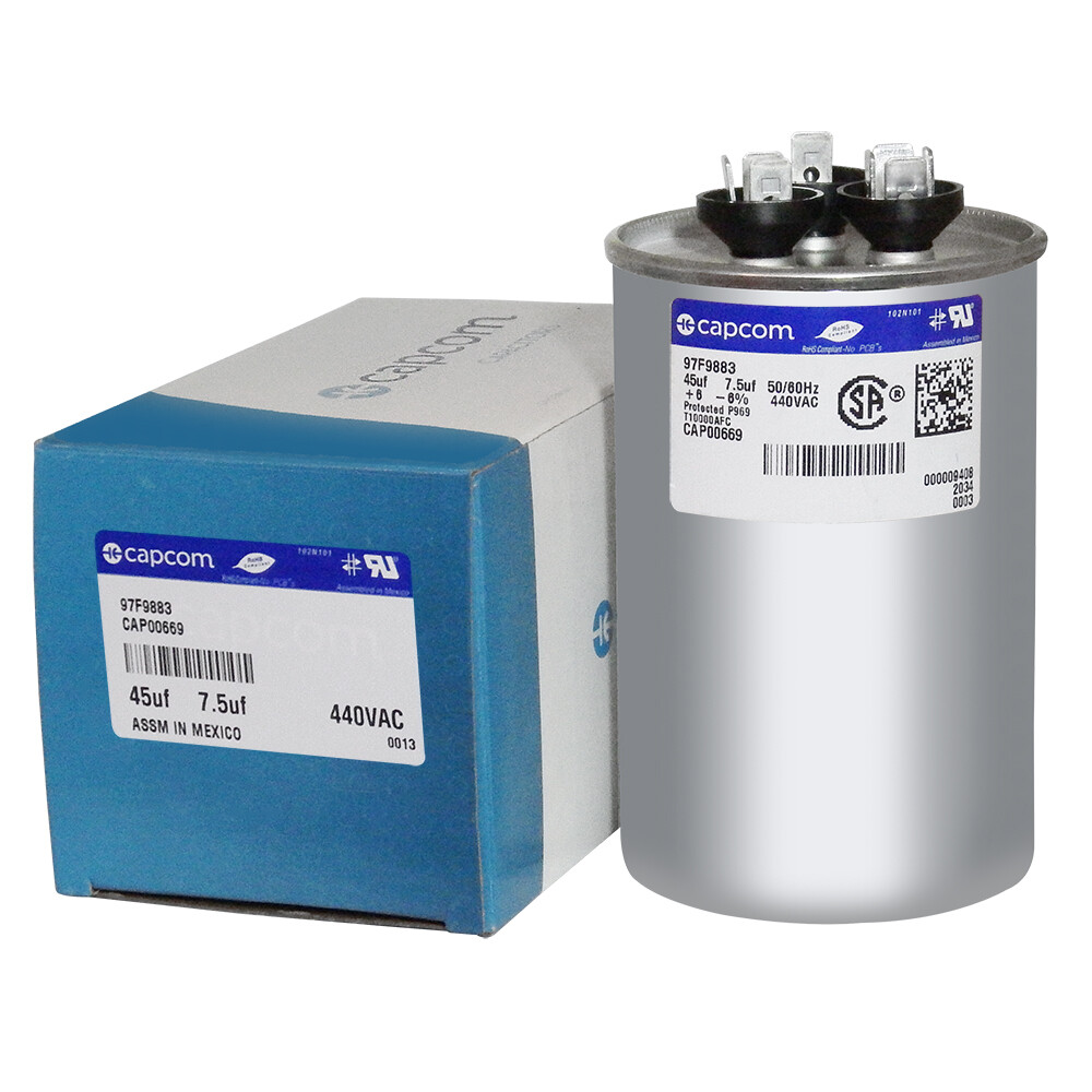 American Standard Trane Capacitor 45 / 7.5 uf MFD 440 VAC CPT-0669 CPT00669