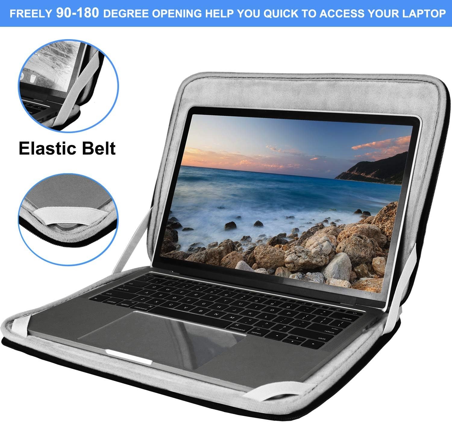Laptop Sleeve 15.6in Shockproof Flip Case Briefcase Black