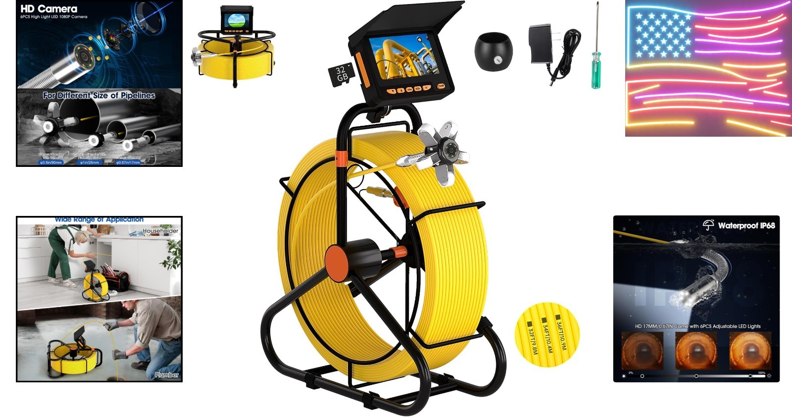 Pipe Inspection Camera 200FT Waterproof DVR