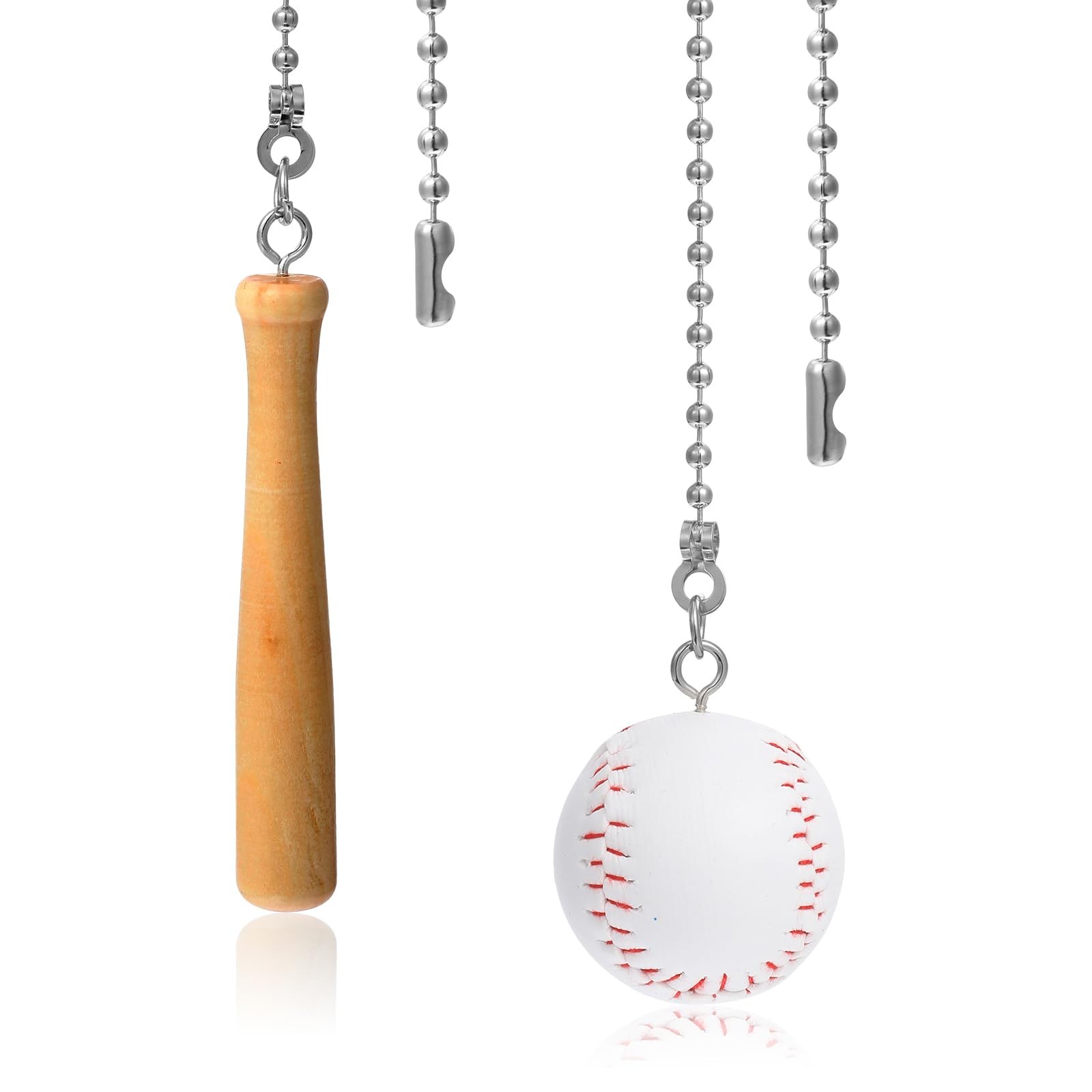 2 Pcs Baseball Pull Chain Extension, Light Pull Chain Fan Pull-Chains Extensi...