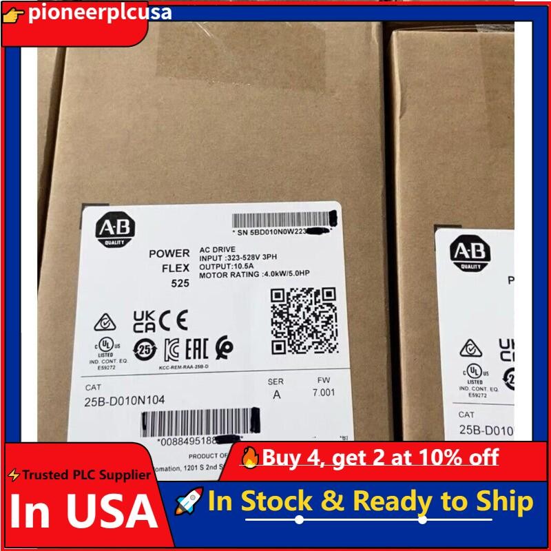 New AB 25B-D010N104 Powerflex 525 AC Drive 4KW 5HP 25BD010N104 US Free Tax