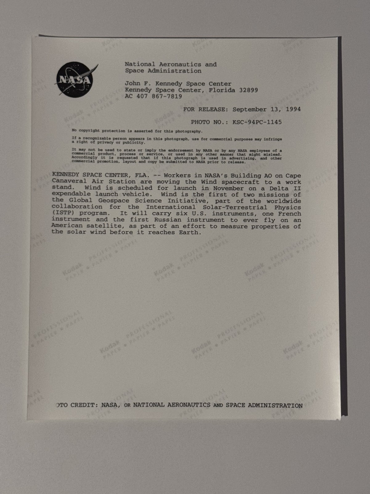 NASA WIND Delta II Launch Preparation Launch Complex 17 Press Photo