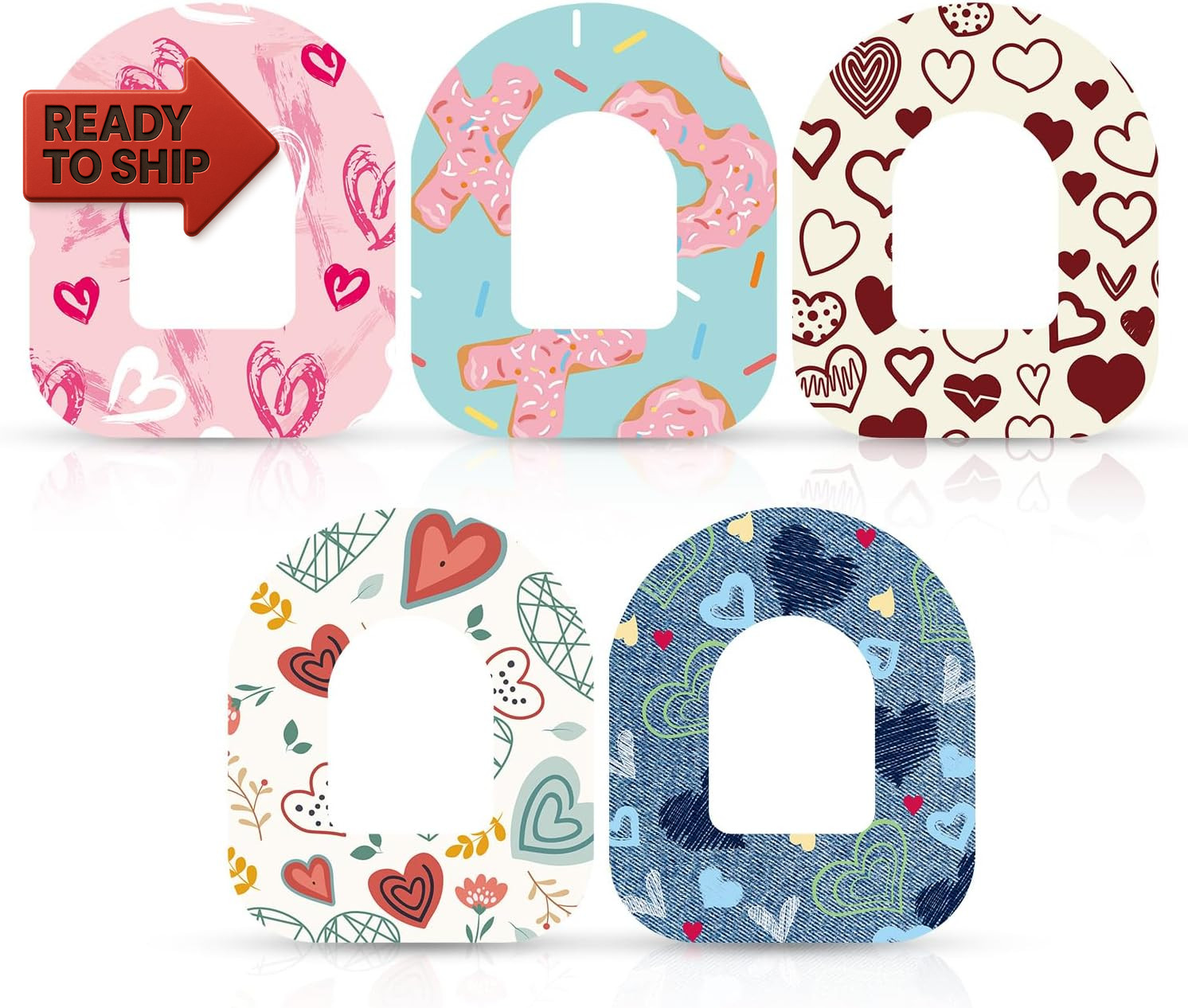 25Pcs Adhesive Patches for Omnipod 5, Waterproof Insulin Sensor Covers Heart St