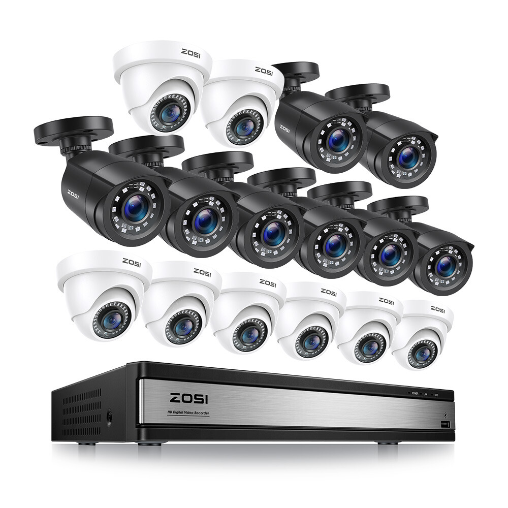 ZOSI 16CH 1080P Outdoor Security Camera System 5MP Lite DVR CCTV IR Night Vision